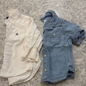 Stylish Kids' Cream and Blue Button-Up Shirts